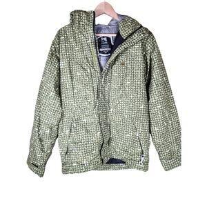 RIPZONE Green Check Core Fleece-Lined Pockets Snowboard Ski Winter Jacket SZ S